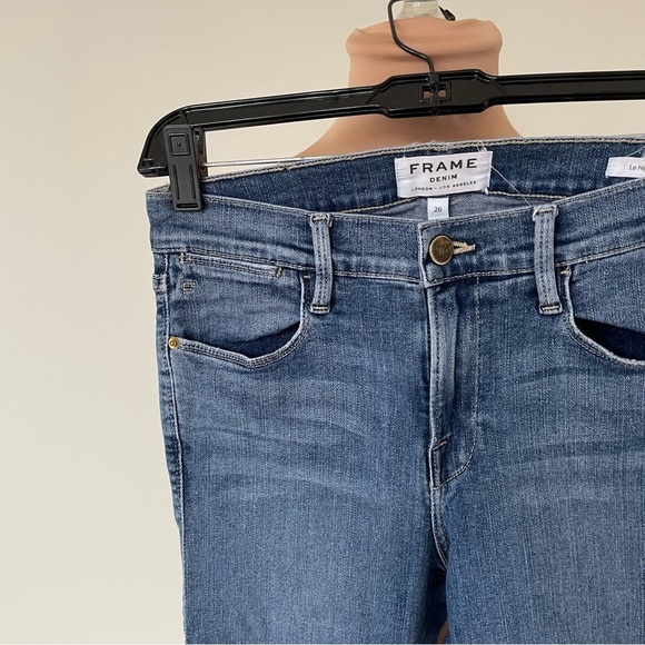 Frame Denim Le High Skinny Seeley Blue Stretch Jean Distressed LHSK899 EUC Sz 26 - Picture 5 of 9